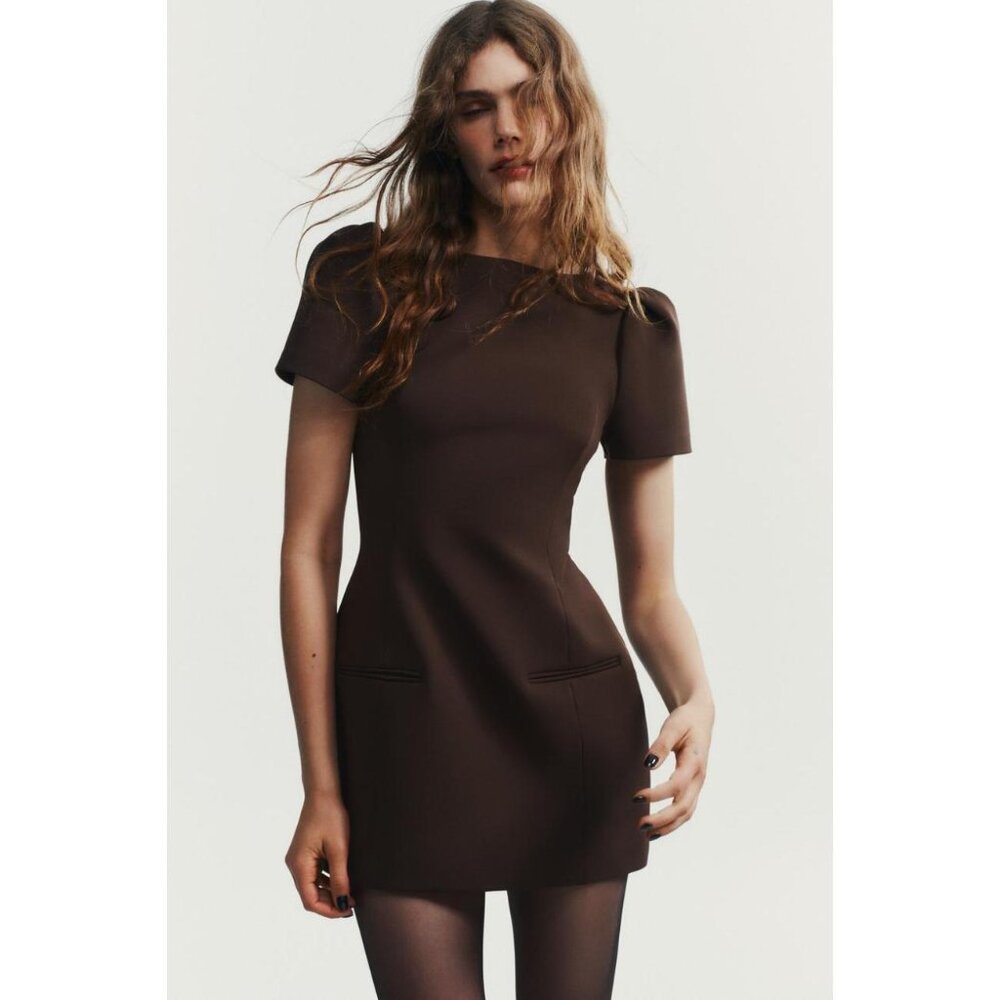 ZARA SHORT DRESS WITH PLEATS AND POCKETS